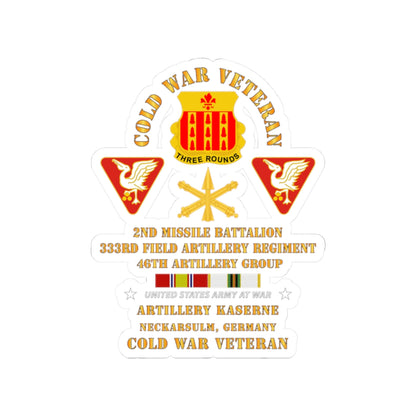 Kiss-Cut Stickers - Army - Cold War Vet - 2nd Missile Bn, 333rd Artillery 46th Artillery Group - Germany - 7th US Army  w COLD SVC