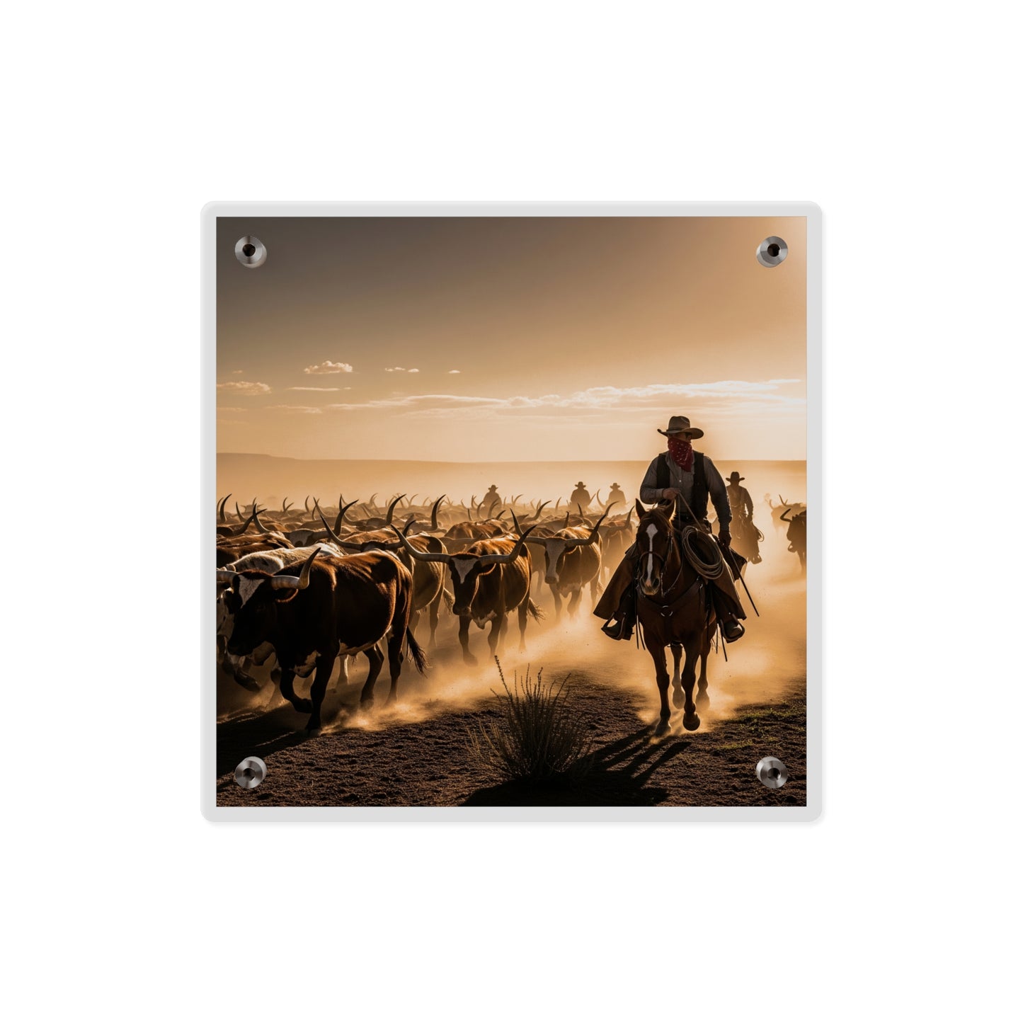 Acrylic Wall Art Panel - Dirty, dusty cattle drive in the Old West