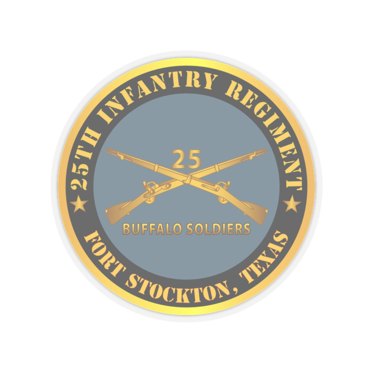Kiss-Cut Stickers - Army - 25th Infantry Regiment - Fort Stockton, TX - Buffalo Soldiers w Inf Branch