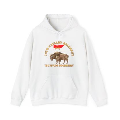 Unisex Heavy Blend™ Hooded Sweatshirt - Army - 10th Cavalry Regiment - Buffalo Soldiers w 10th Cav Guidon