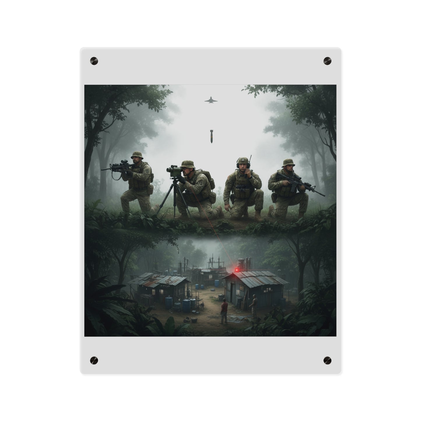 Acrylic Wall Art Panel - Jungle Drug Lab Destruction wo Explosions