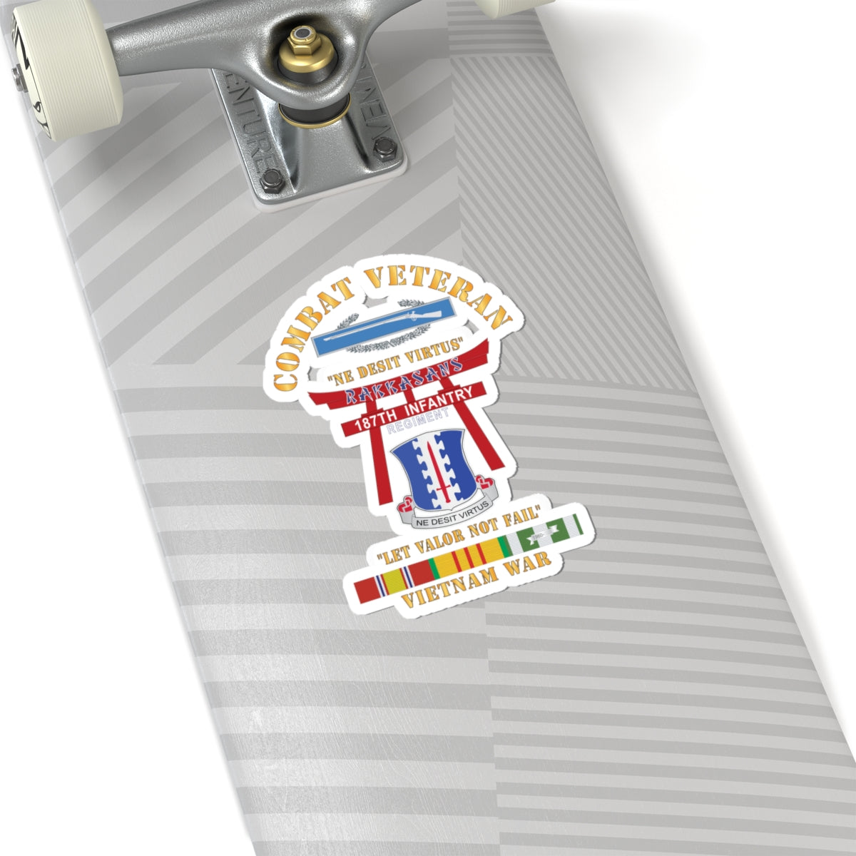 Kiss-Cut Stickers - Army - Combat Veteran - 187th Infantry Regiment - Torii, Rakkasans, Let Valor Not Fail, English, Latin w CIB w VN SVC X 300