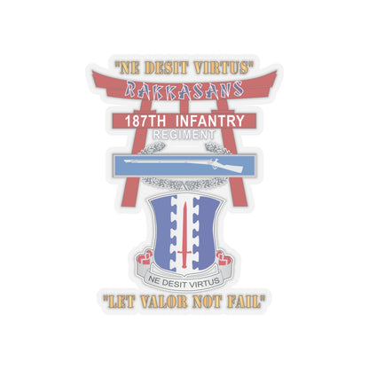 Kiss-Cut Stickers - Army - 187th Infantry Regiment - Torii, Rakkasans, Let Valor Not Fail, English, Latin w CIB