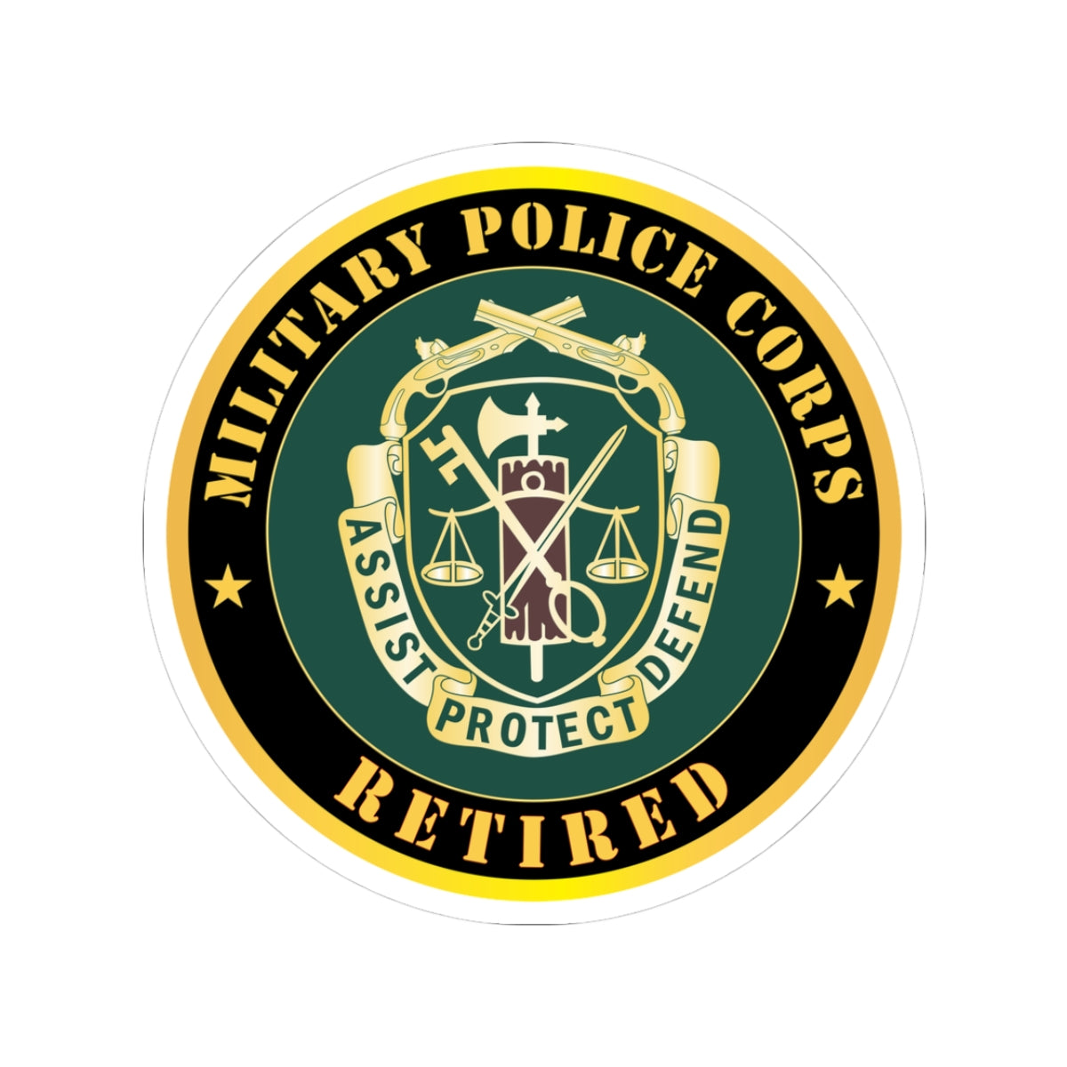 Kiss-Cut Stickers - Army - Military Police Corps Regimental Crest - Retired