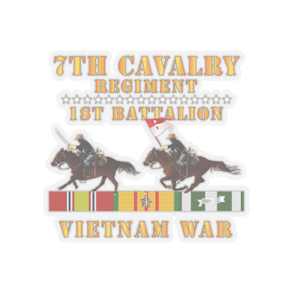 Kiss-Cut Stickers - Army - 1st Battalion,  7th Cavalry Regiment - Vietnam War wt 2 Cav Riders and VN SVC X300