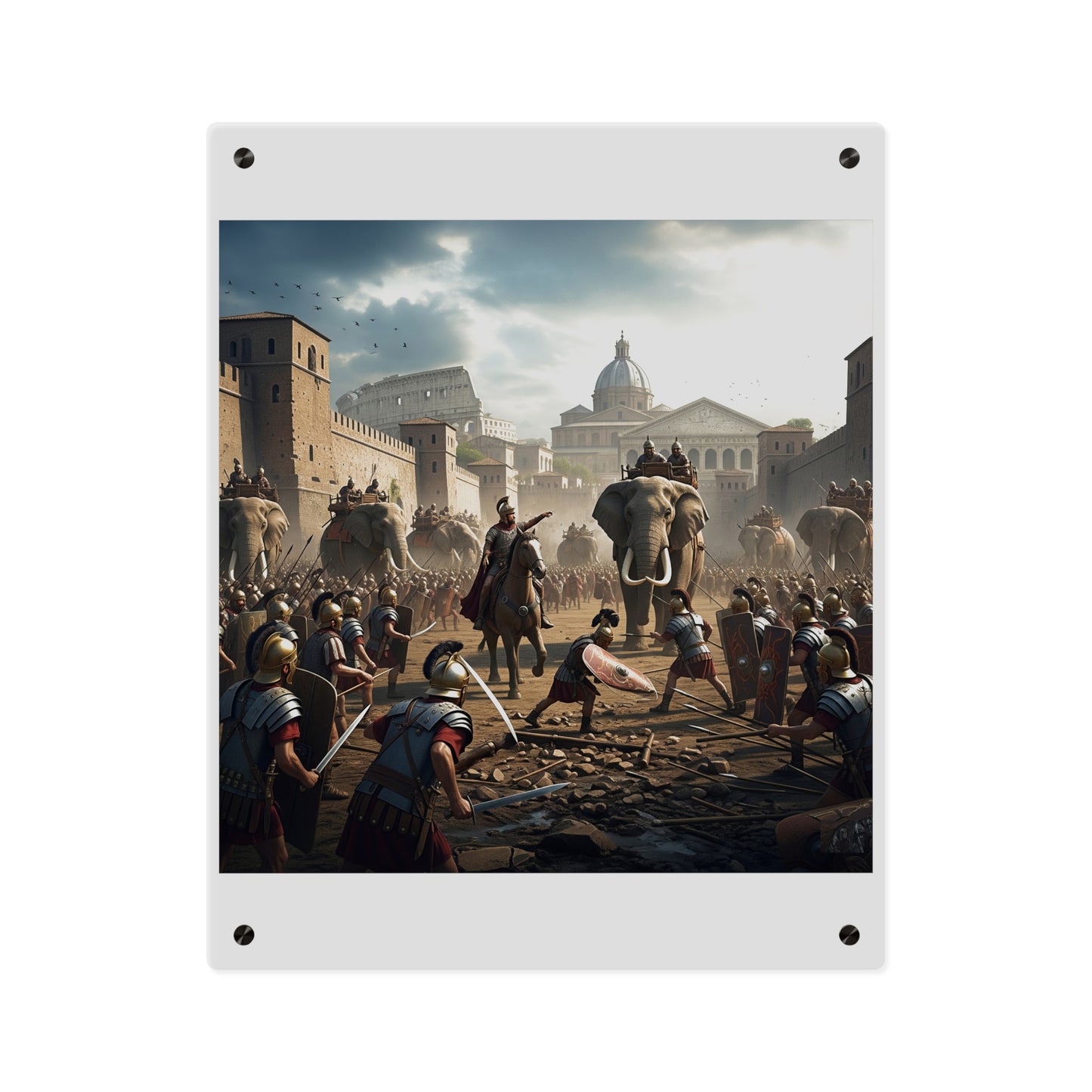 Acrylic Wall Art Panel - Hannibal Battling the Roman Legions as he Enters Rome