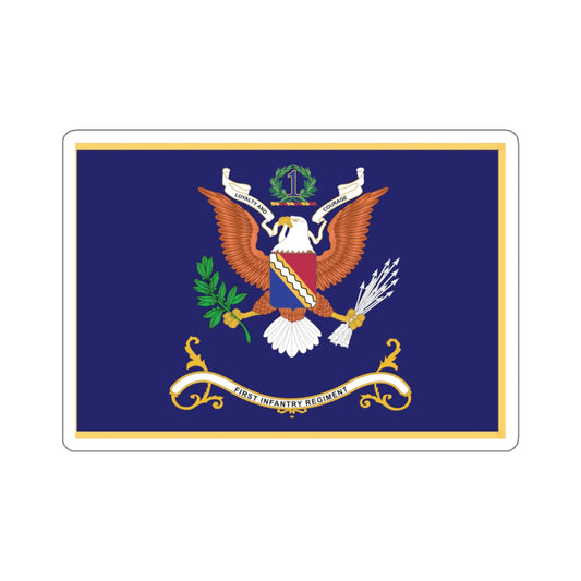 Kiss-Cut Stickers - Army - Regimental Colors - 1st Infantry Regiment  -- LOYALTY AND COURAGE - Infantry Branch - Flag w Fringe X 300