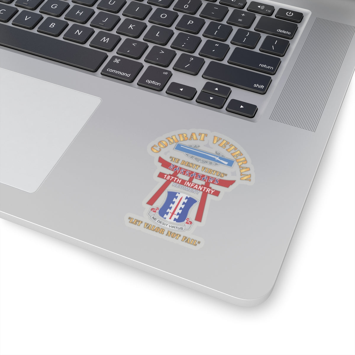 Kiss-Cut Stickers - Army - Combat Veteran - 187th Infantry Regiment - Torii, Rakkasans, Let Valor Not Fail, English, Latin w CIB X 300