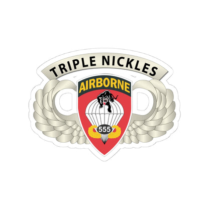 Kiss-Cut Stickers - Army - Airborne Badge - 555th Parachute Infantry Bn - SSI w  Triple Nickles Tab X 300