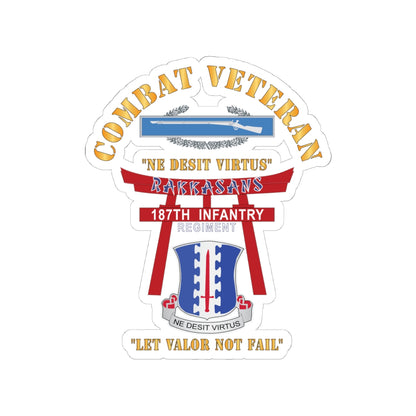 Kiss-Cut Stickers - Army - Combat Veteran - 187th Infantry Regiment - Torii, Rakkasans, Let Valor Not Fail, English, Latin w CIB X 300