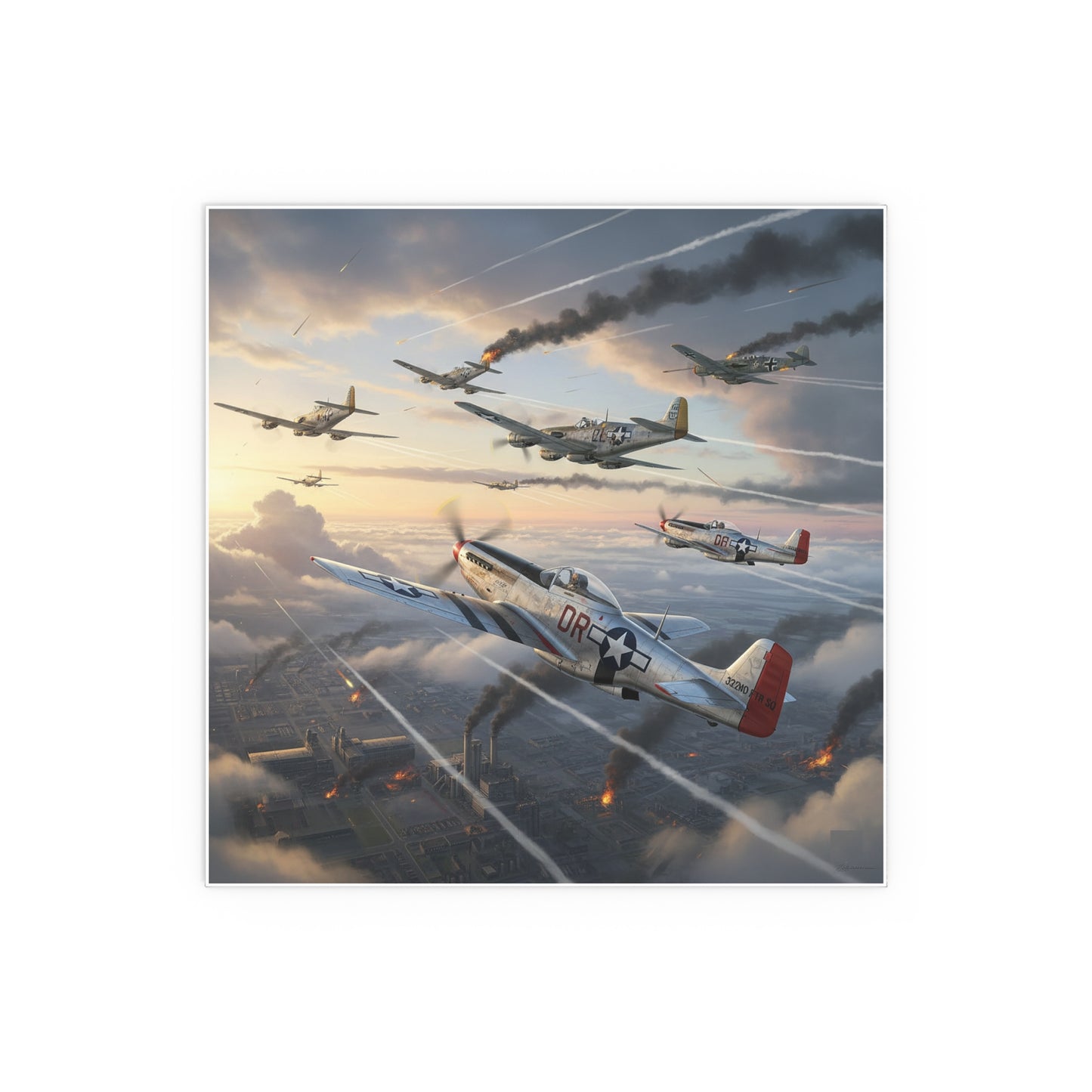 Indoor and Outdoor Silk Posters - Red Tails in Action