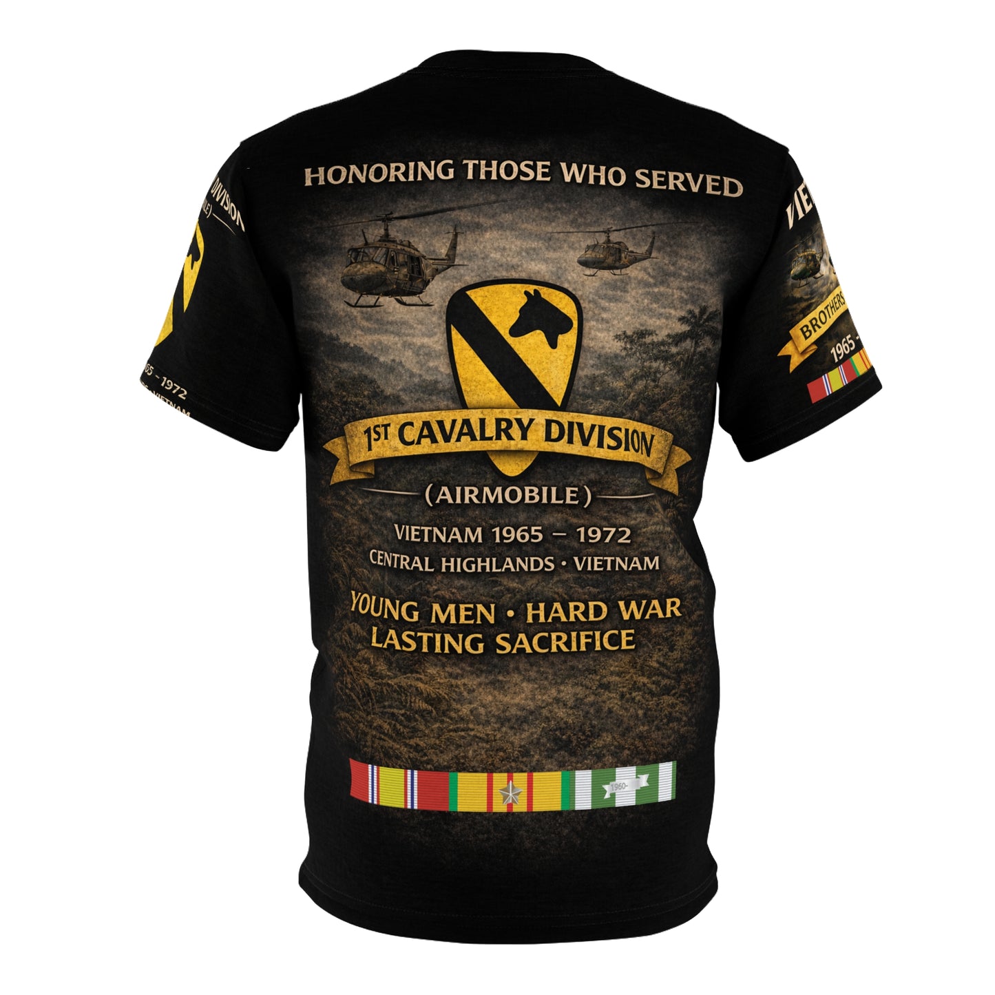 1st Cavalry Division - Airmobile,  All-Over Print Tee -  Vietnam - 1965 - 1972