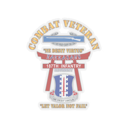 Kiss-Cut Stickers - Army - Combat Veteran - 187th Infantry Regiment - Torii, Rakkasans, Let Valor Not Fail, English, Latin w CIB X 300