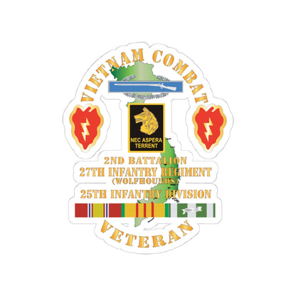 Kiss-Cut Stickers - Army - Vietnam Combat Infantry Veteran w 2nd Bn 27th Inf - Wolfhounds - 25th ID SSI X 300