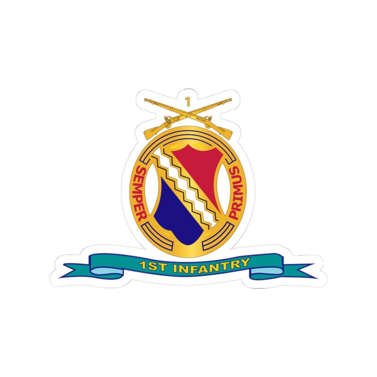 Kiss-Cut Stickers - Army - 1st Infantry Regiment  w Br - Ribbon