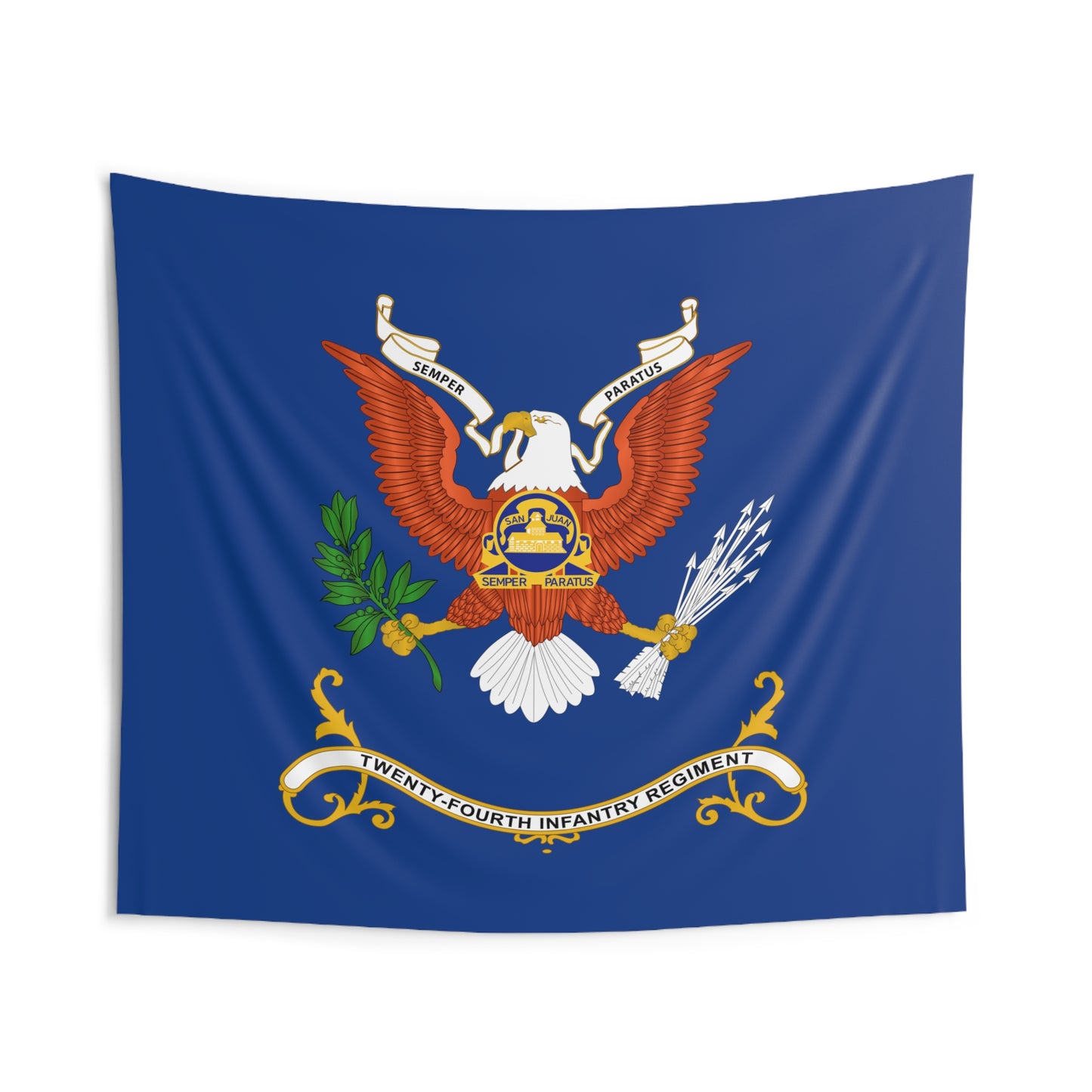 Indoor Wall Tapestries - 24th Infantry Regiment - "Semper Paratus" - Regimental Colors Tapestry