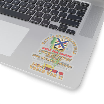 Kiss-Cut Stickers - Army - Battle for Philippines - 130th Infantry Regiment - 33rd Infantry Division w PAC - PHIL SVC