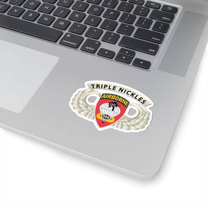 Kiss-Cut Stickers - Army - Airborne Badge - 555th Parachute Infantry Bn - SSI w  Triple Nickles Tab X 300