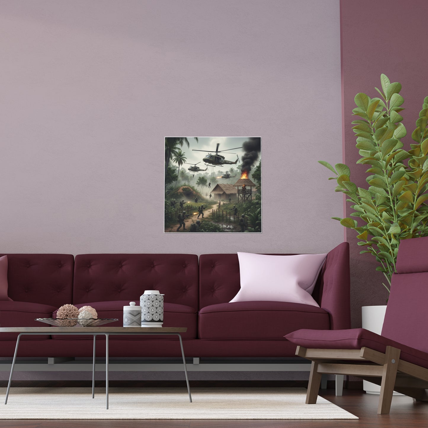 Indoor and Outdoor Silk Posters - Vietnam Village Helicopter Assault