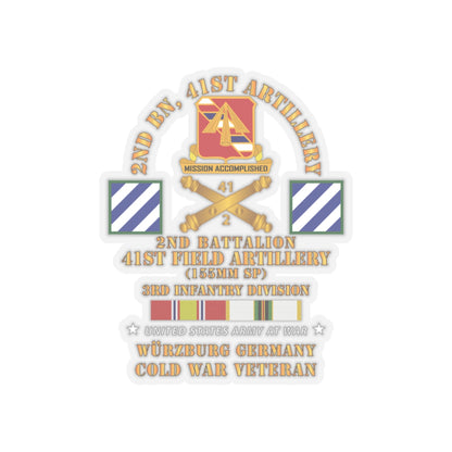 Kiss-Cut Stickers - Army - 2nd Bn 41st Artillery - 3rd Inf Div - W걊zburg Germany  w COLD SVC