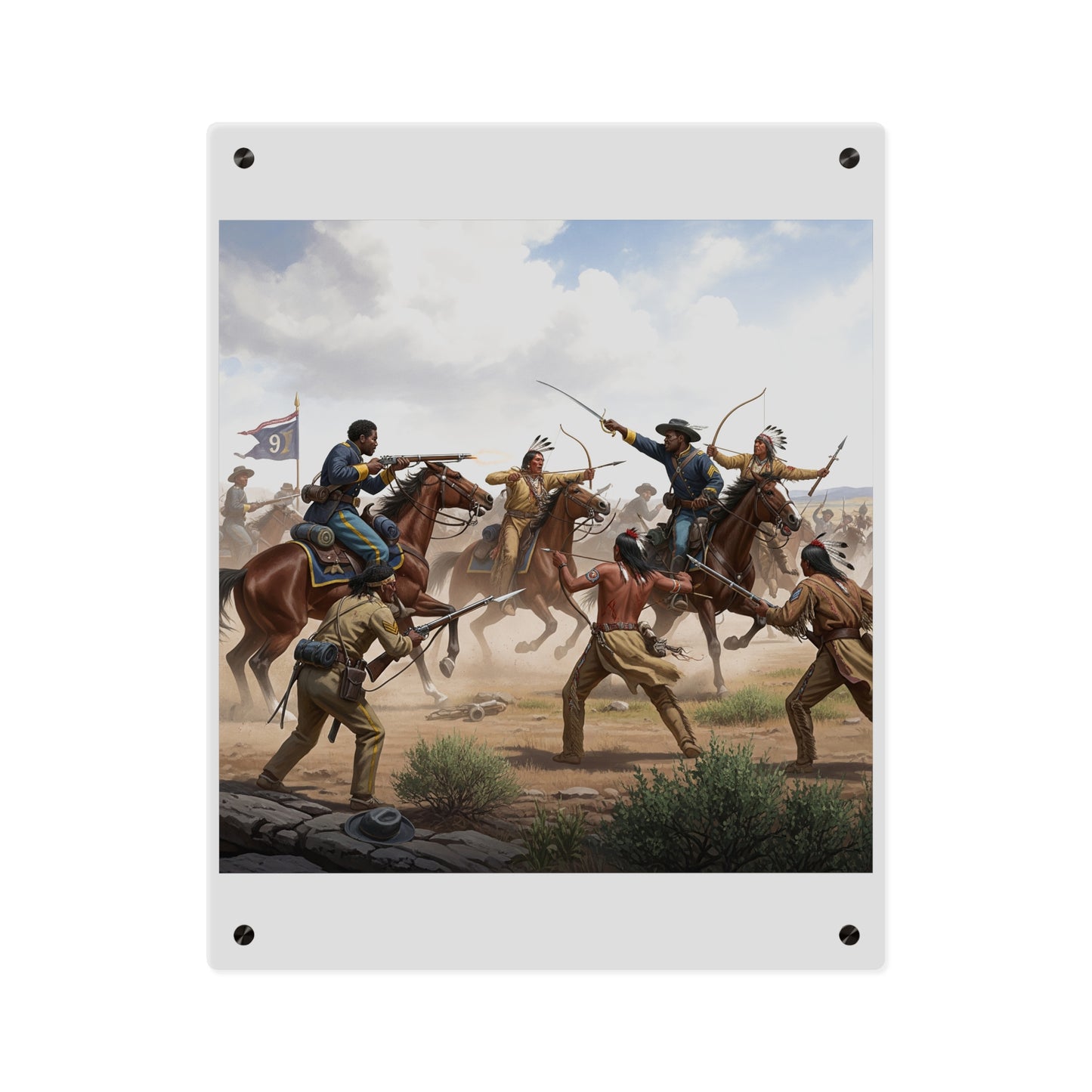 Acrylic Wall Art Panel - 9th Cavalry Regiment fighting Native Americans during the Indian Wars