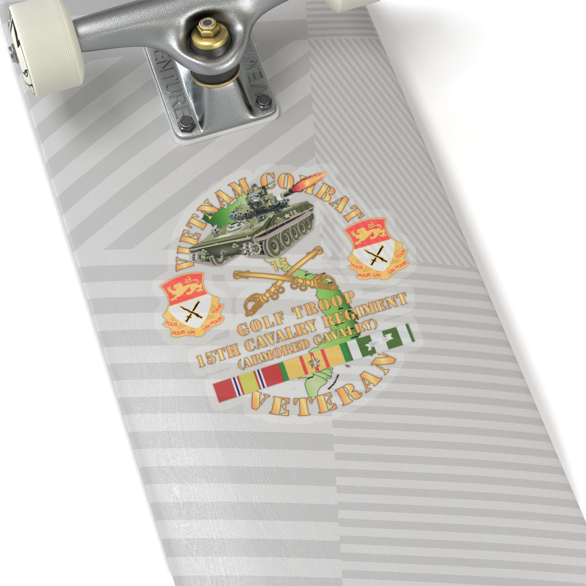 Kiss-Cut Stickers - Army - Vietnam Combat Veteran w  15th Cavalry Regiment - Armored Cav w VN SVC