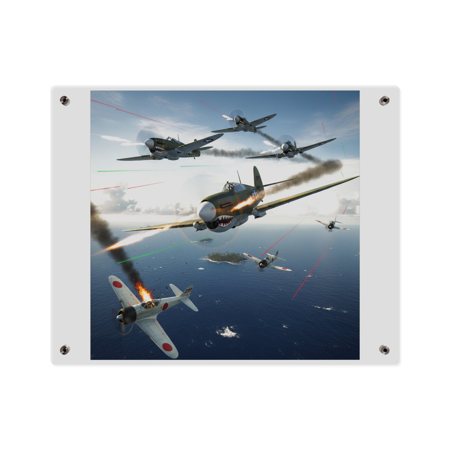 Acrylic Wall Art Panel - Curtis P-40 Kittyhawk w Machine Guns Blazing