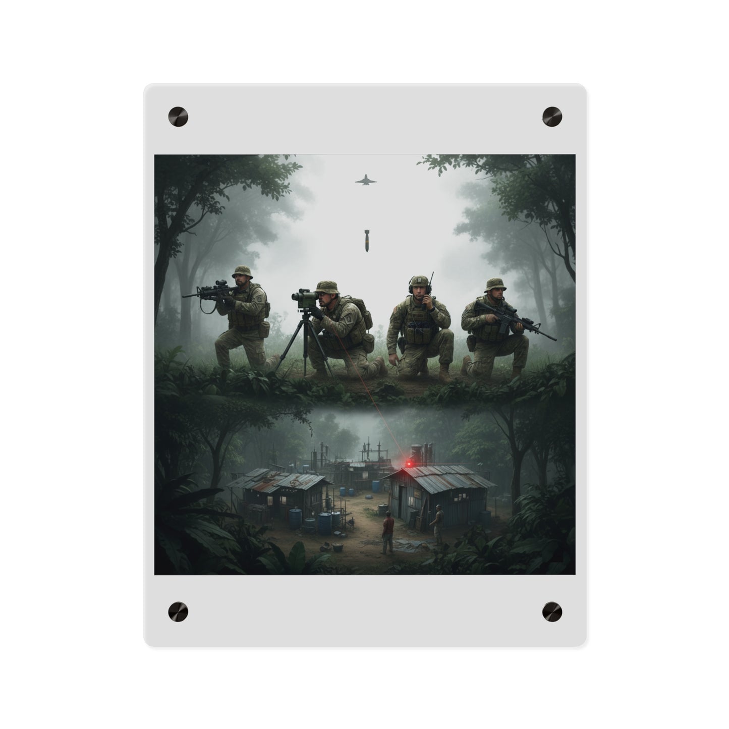Acrylic Wall Art Panel - Jungle Drug Lab Destruction wo Explosions