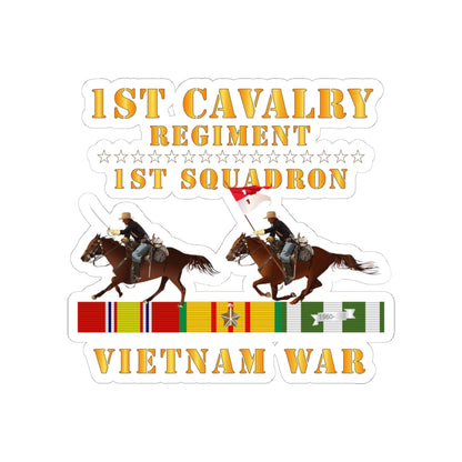 Kiss-Cut Stickers - Army - 1st Squadron, 1st Cavalry Regiment - Vietnam War wt 2 Cav Riders and VN SVC X300