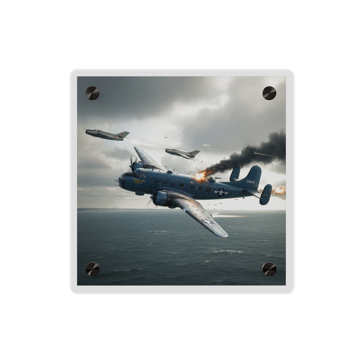 Acrylic Wall Art Panel - April 8, 1950, Baltic Sea - Latvia Soviet fighters shot down a U.S. Navy PB4Y-2 - Liberator - Cold War