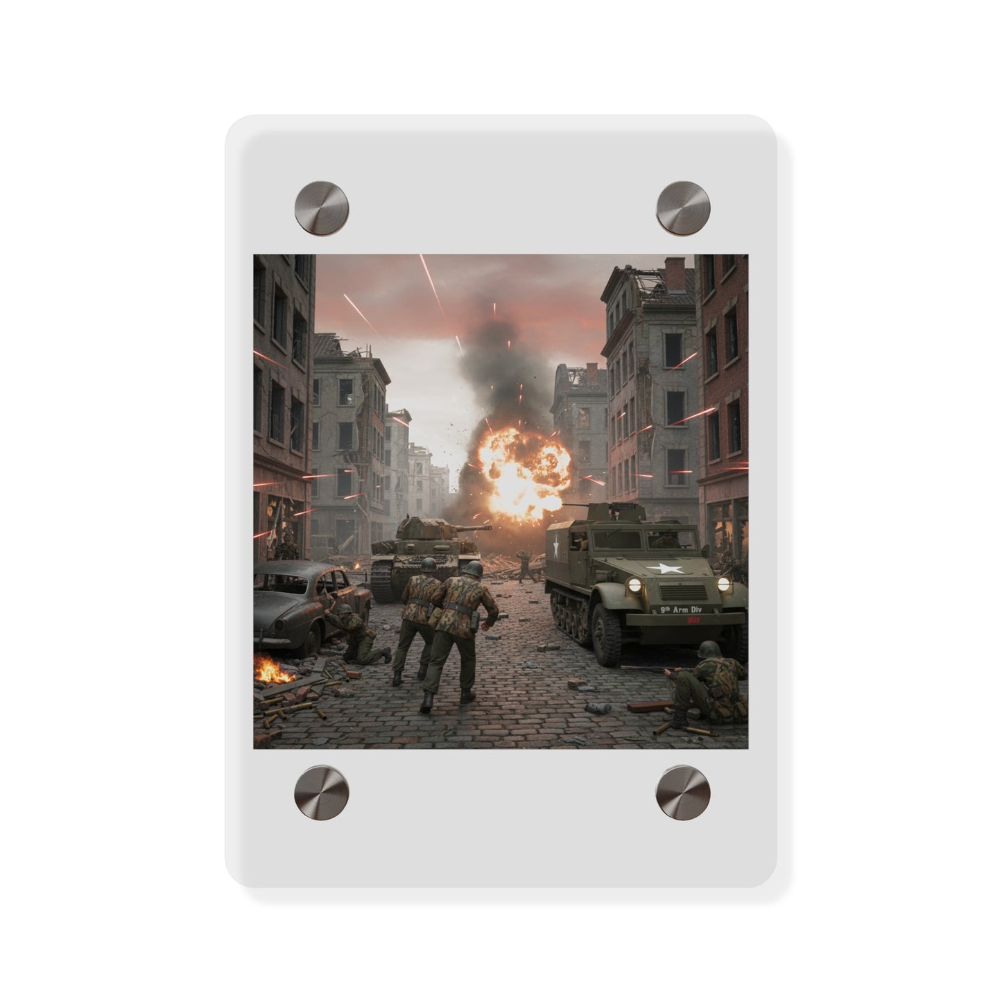 Acrylic Wall Art Panel - M3A1 - 9th Armor Division Attack - WWII