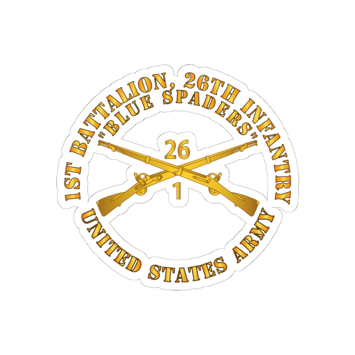 Kiss-Cut Stickers - Army - 1st Bn 26th Infantry Regiment - Blue Spaders w Infantry Br X 300