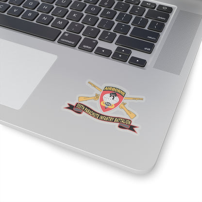 Kiss-Cut Stickers - Army - 555th Parachute Infantry Battalion - SSI - Black - Red w Br - Ribbon