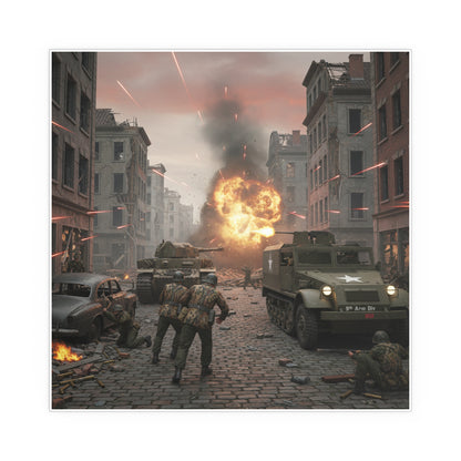 Indoor and Outdoor Silk Posters - M3A1 - 9th Armor Division Attack - WWII