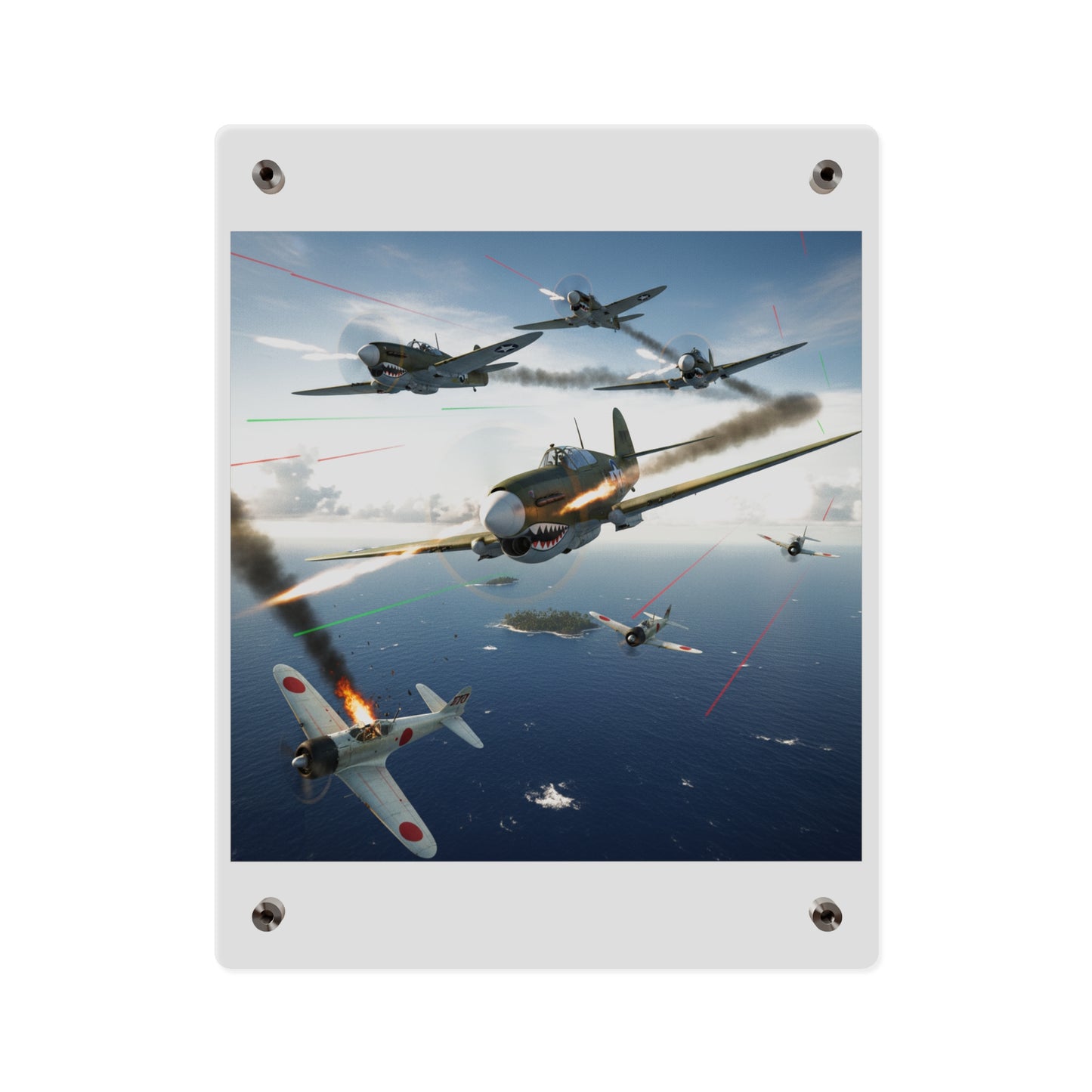 Acrylic Wall Art Panel - Curtis P-40 Kittyhawk w Machine Guns Blazing