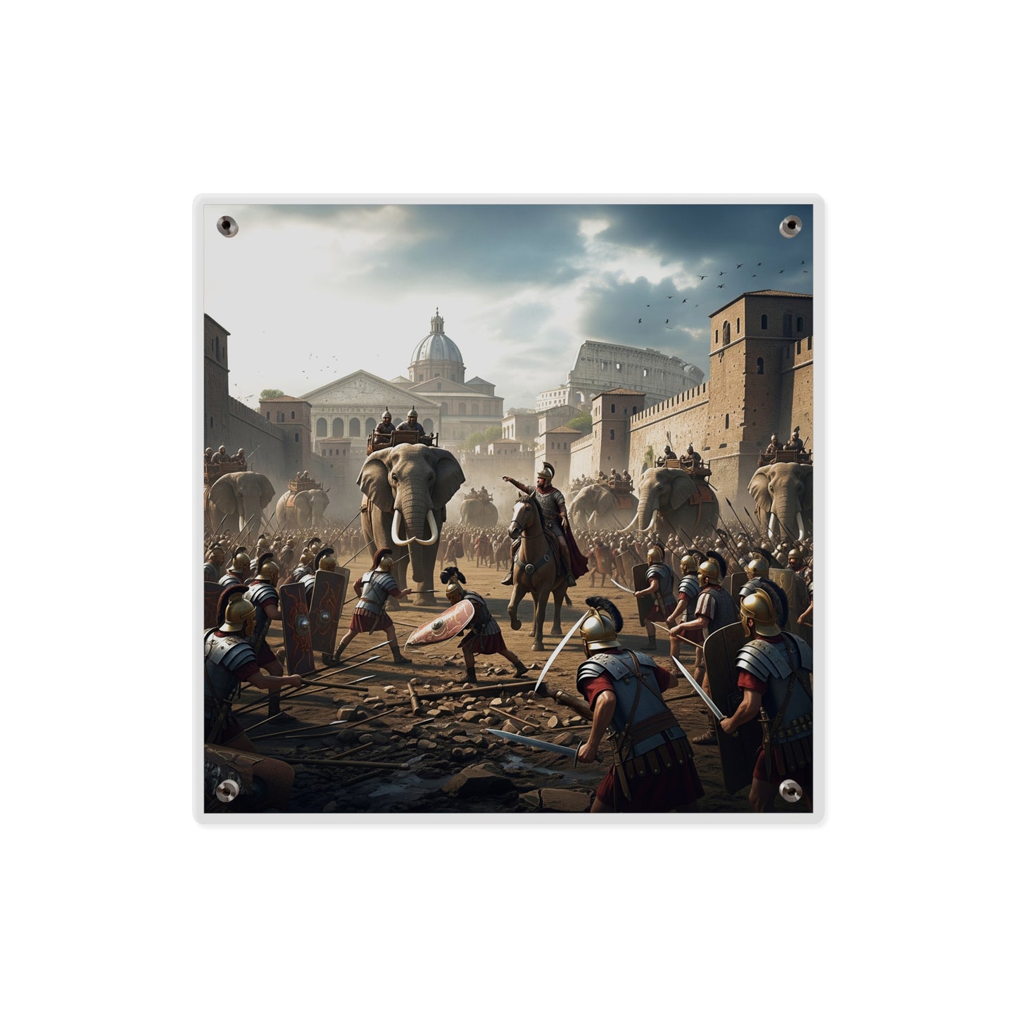 Acrylic Wall Art Panel - Hannibal Battling the Roman Legions as he Enters Rome