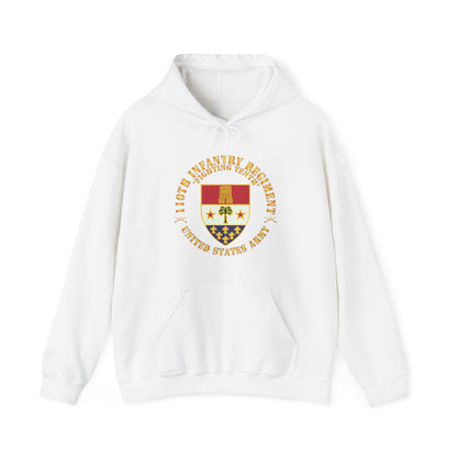 Unisex Heavy Blend™ Hooded Sweatshirt - Army - 110th Infantry Regiment - Fighting Tenth - DUI - w Rgt Sep X 300