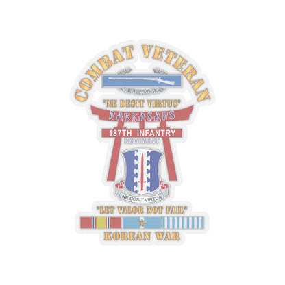 Kiss-Cut Stickers - Army - Combat Veteran - 187th Infantry Regiment - Torii, Rakkasans, Let Valor Not Fail, English, Latin w CIB w KOREA SVC