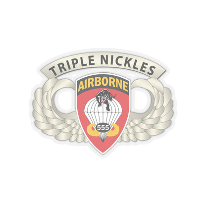 Kiss-Cut Stickers - Army - Airborne Badge - 555th Parachute Infantry Bn - SSI w  Triple Nickles Tab X 300
