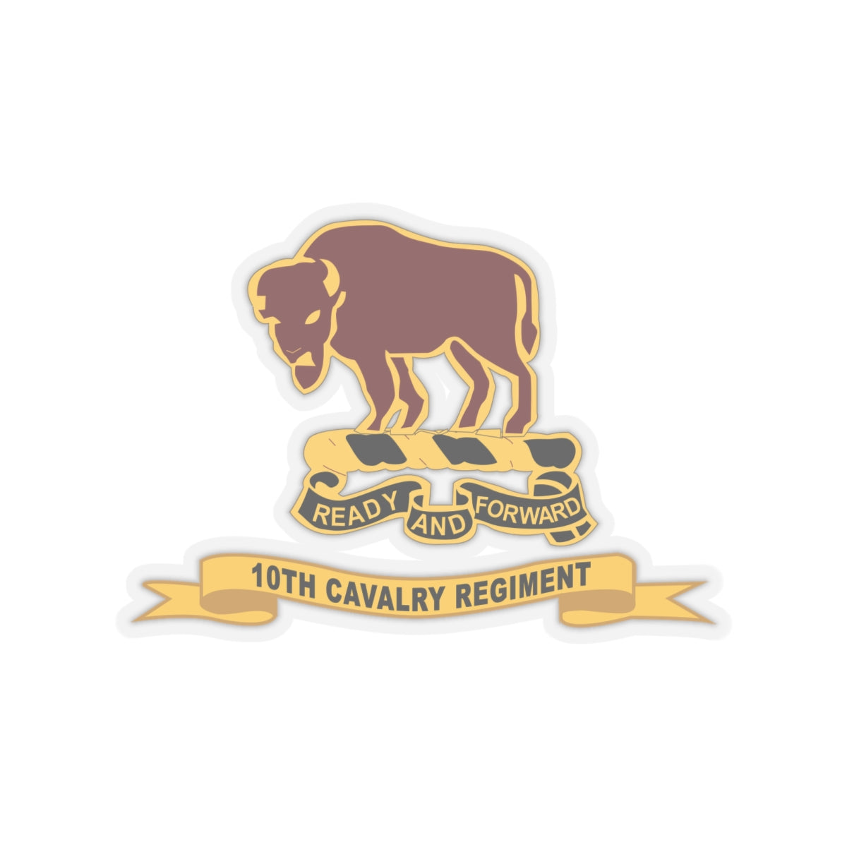 Kiss-Cut Stickers - Army  - 10th Cavalry Regiment w Ribbon X 300