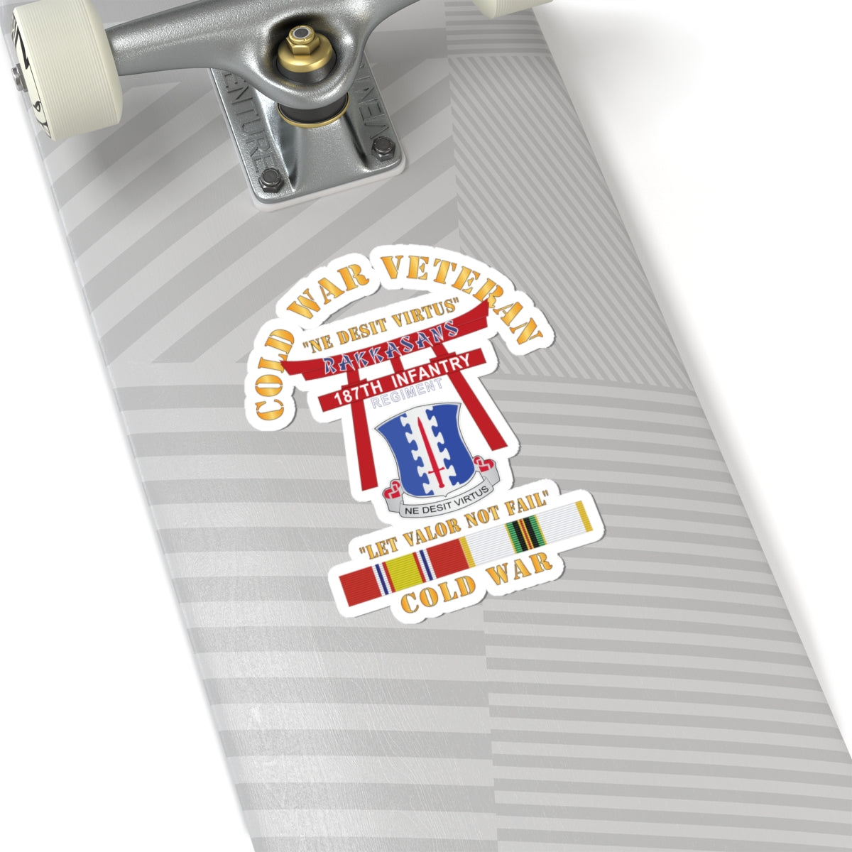 Kiss-Cut Stickers - Army - Cold War Veteran - 187th Infantry Regiment - Torii, Rakkasans, Let Valor Not Fail, English, Latin w COLD SVC