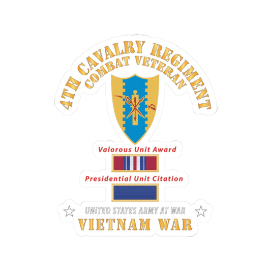 Kiss-Cut Stickers - Army - 4th Cavalry Regiment - Vietnam War w PUC and VUA X 300