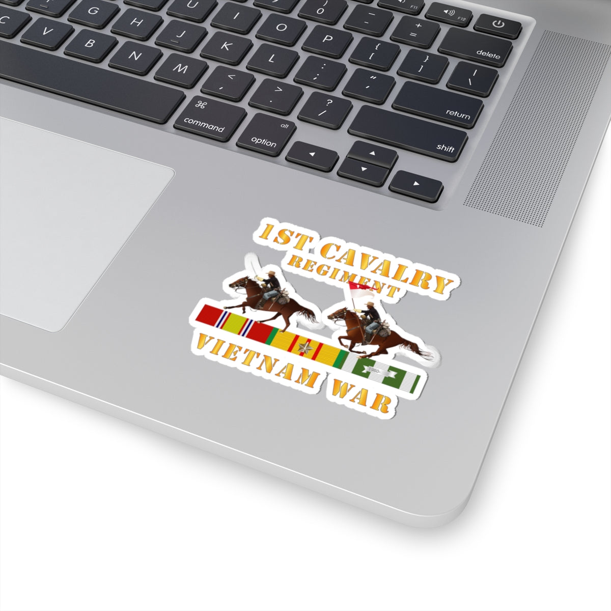 Kiss-Cut Stickers - Army - 1st Cavalry Regiment - Vietnam War wt 2 Cav Riders and VN SVC X300