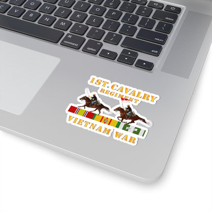 Kiss-Cut Stickers - Army - 1st Cavalry Regiment - Vietnam War wt 2 Cav Riders and VN SVC X300