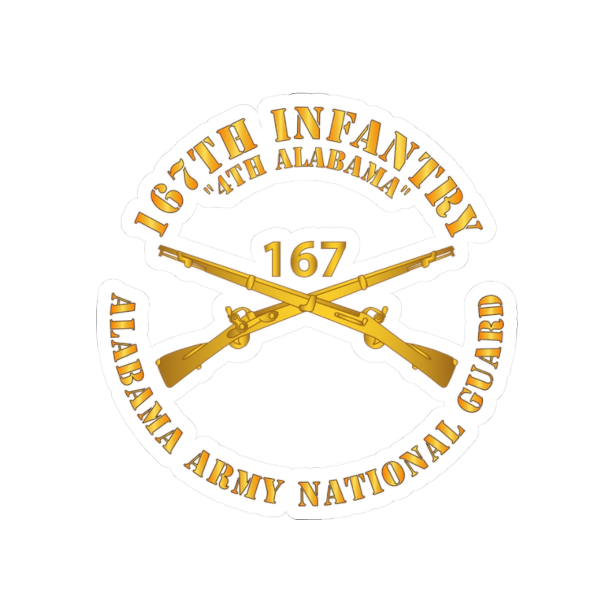 Kiss-Cut Stickers - Army - 167th Infantry - 4th Alabama - ALARNG - Inf Branch X 300