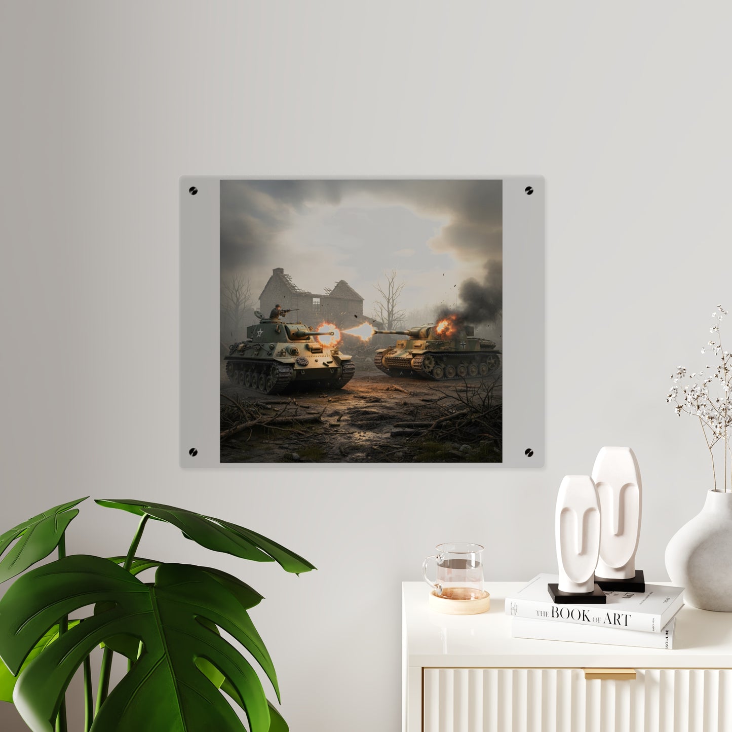 Acrylic Wall Art Panel - M10 Wolverine battles German Panzer Tank WWII