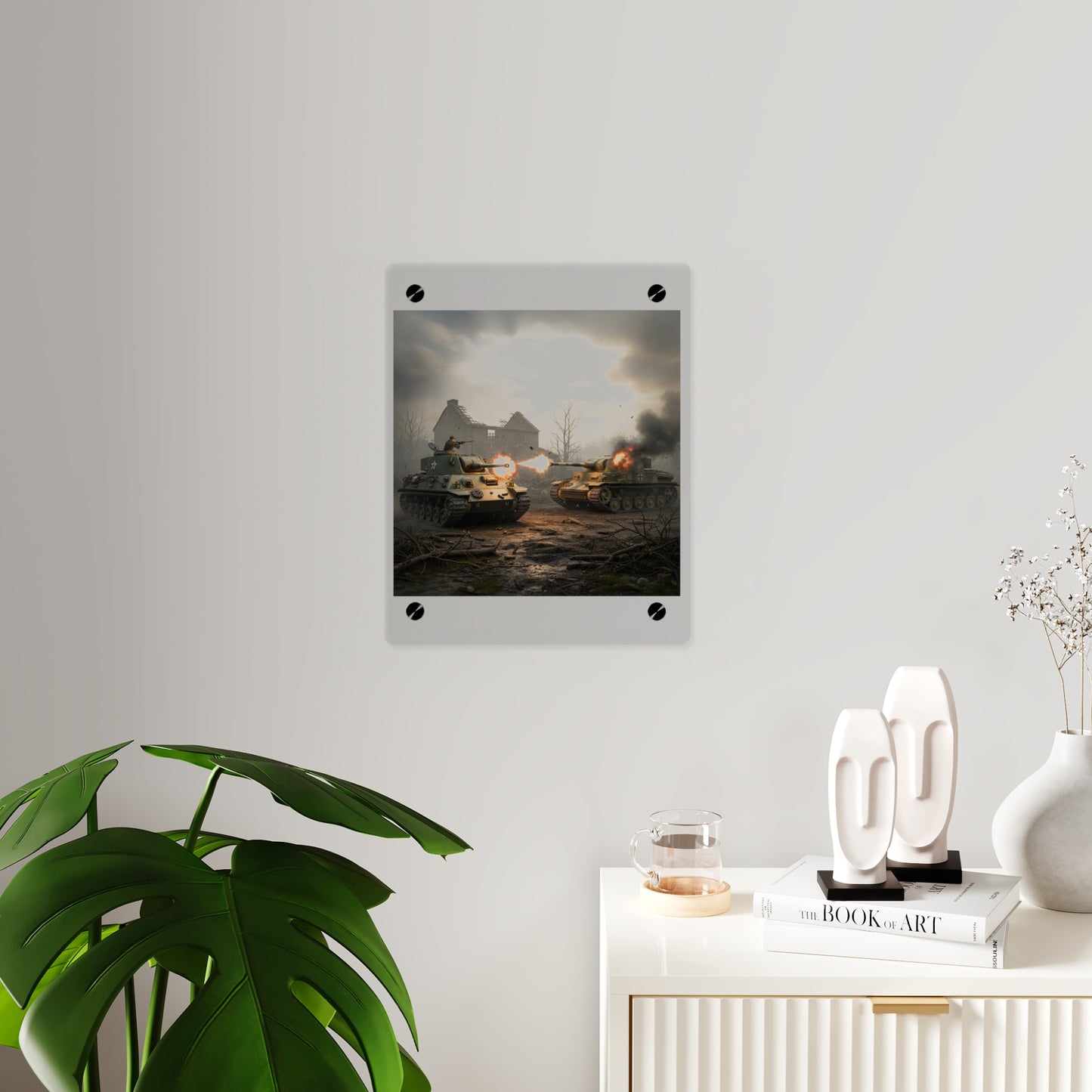 Acrylic Wall Art Panel - M10 Wolverine battles German Panzer Tank WWII