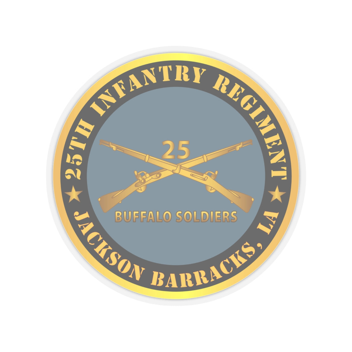 Kiss-Cut Stickers - Army - 25th Infantry Regiment - Jackson Barracks, LA - Buffalo Soldiers w Inf Branch