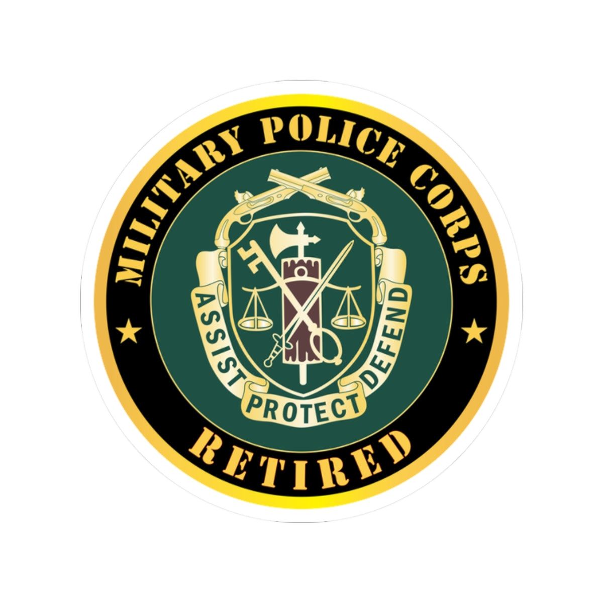 Kiss-Cut Stickers - Army - Military Police Corps Regimental Crest - Retired