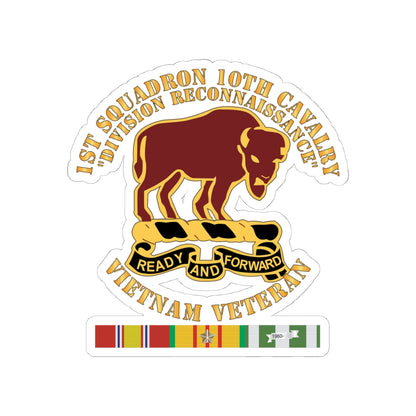 Kiss-Cut Stickers - Army - 1st Squadron, 10th Cavalry w SVC Ribbon X 300
